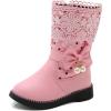 imageDADAWEN Girls Waterproof Lace Bowknot Side Zipper Fur Winter Boots ToddlerLittle KidBig Kid