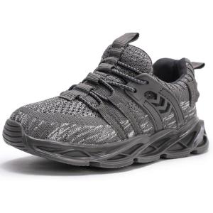 imageDADAWEN Boys Girls Sneakers Kids Lightweight Breathable Tennis Athletic Running Shoes for ToddlerLittle KidBig KidGrey 02