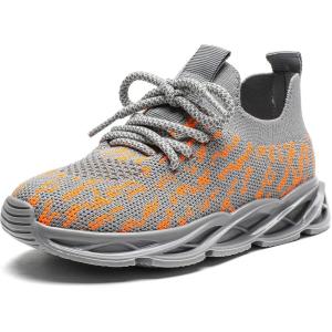 imageDADAWEN Boys Girls Sneakers Kids Lightweight Breathable Tennis Athletic Running Shoes for ToddlerLittle KidBig KidGrey