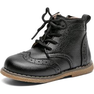 imageDADAWEN Toddler Baby Boys Girls Hiking Boots Waterproof Leather Non Slip Lace Up Outdoor Work Ankle Winter Snow BootsToddlerLittle KidBlack Mg