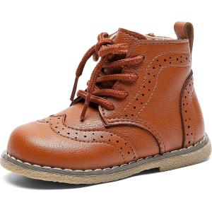 imageDADAWEN Toddler Baby Boys Girls Hiking Boots Waterproof Leather Non Slip Lace Up Outdoor Work Ankle Winter Snow BootsToddlerLittle KidBrown Mg