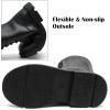 imageDADAWEN Boys Girls Leather LaceUp Waterproof Side Zipper Mid Calf Combat Riding Winter Boots ToddlerLittle KidBig KidBlack