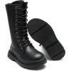 imageDADAWEN Boys Girls Leather LaceUp Waterproof Side Zipper Mid Calf Combat Riding Winter Boots ToddlerLittle KidBig KidBlack