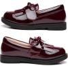 imageDADAWEN Girls Loafers Slip On Tassel Oxford Shoes Flats Round Toe School Uniform Dress Shoes ToddlerLittle KidBig KidWine Red