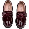 imageDADAWEN Girls Loafers Slip On Tassel Oxford Shoes Flats Round Toe School Uniform Dress Shoes ToddlerLittle KidBig KidWine Red