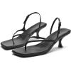 imageDADAWEN Womens kitten Heels Thong Sandals Square Open Toe Flip Flop Heels Buckle Sexy Fashion Summer Dressy Wedding Party Pumps Heeled SandalsBlack