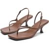 imageDADAWEN Womens kitten Heels Thong Sandals Square Open Toe Flip Flop Heels Buckle Sexy Fashion Summer Dressy Wedding Party Pumps Heeled SandalsBrown