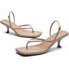 imageDADAWEN Womens kitten Heels Thong Sandals Square Open Toe Flip Flop Heels Buckle Sexy Fashion Summer Dressy Wedding Party Pumps Heeled SandalsNude