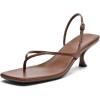 imageDADAWEN Womens kitten Heels Thong Sandals Square Open Toe Flip Flop Heels Buckle Sexy Fashion Summer Dressy Wedding Party Pumps Heeled SandalsBrown