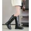 imageDADAWEN Girls Waterproof Leather Zipper Fur Lined Knee High Winter Riding Boots ToddlerLittle KidBig KidBlack 02