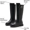 imageDADAWEN Girls Waterproof Leather Zipper Fur Lined Knee High Winter Riding Boots ToddlerLittle KidBig KidBlack 02