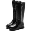 imageDADAWEN Girls Waterproof Leather Zipper Fur Lined Knee High Winter Riding Boots ToddlerLittle KidBig KidBlack