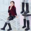 imageDADAWEN Girls Waterproof Leather Zipper Fur Lined Knee High Winter Riding Boots ToddlerLittle KidBig KidBlack