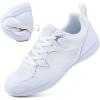 imageDADAWEN Girls Cheer Shoes White Cheerleading Shoes Dance Athletic Training Tennis Breathable Women Youth Lightweight Competition Cheer SneakersA White