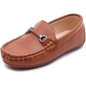 imageDADAWEN Boys Girls Soft Leather Loafer Casual SlipOn Moccasin Flats Dress Shoes Penny Boat Shoes School Wedding Church Loafers ToddlerLittle KidBig KidBrown