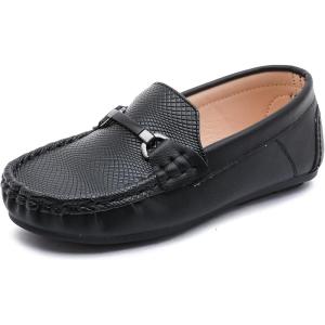imageDADAWEN Boys Girls Soft Leather Loafer Casual SlipOn Moccasin Flats Dress Shoes Penny Boat Shoes School Wedding Church Loafers ToddlerLittle KidBig KidBlack