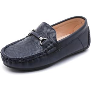 imageDADAWEN Boys Girls Soft Leather Loafer Casual SlipOn Moccasin Flats Dress Shoes Penny Boat Shoes School Wedding Church Loafers ToddlerLittle KidBig KidDark Blue