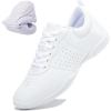 imageDADAWEN Girls White Cheer Shoes Youth Cheerleading Shoes Dance Athletic Training Tennis Lightweight Competition for Women Cheer SneakersA White