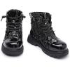 imageDADAWEN Boys Girls Glitter Sequin Ankle Boots Lace Up Waterproof Combat Boots with Side Zipper for ToddlerLittle KidBig KidBlack