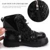imageDADAWEN Boys Girls Glitter Sequin Ankle Boots Lace Up Waterproof Combat Boots with Side Zipper for ToddlerLittle KidBig KidBlack