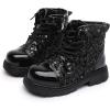 imageDADAWEN Boys Girls Glitter Sequin Ankle Boots Lace Up Waterproof Combat Boots with Side Zipper for ToddlerLittle KidBig KidBlack