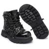 imageDADAWEN Boys Girls Glitter Sequin Ankle Boots Lace Up Waterproof Combat Boots with Side Zipper for ToddlerLittle KidBig KidBlack