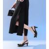 imageDADAWEN Womens Slingback Kitten Heels Tassels Peep Toe Pumps Wedding Party Dress ShoesBlack