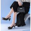 imageDADAWEN Womens Slingback Kitten Heels Tassels Peep Toe Pumps Wedding Party Dress ShoesBlack