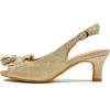 imageDADAWEN Womens Slingback Kitten Heels Tassels Peep Toe Pumps Wedding Party Dress ShoesGold