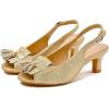 imageDADAWEN Womens Slingback Kitten Heels Tassels Peep Toe Pumps Wedding Party Dress ShoesGold