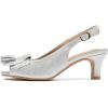 imageDADAWEN Womens Slingback Kitten Heels Tassels Peep Toe Pumps Wedding Party Dress ShoesSilver