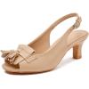 imageDADAWEN Womens Slingback Kitten Heels Tassels Peep Toe Pumps Wedding Party Dress ShoesNude