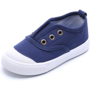 imageDADAWEN Boys Girls Canvas Light Weight SlipOn Sneakers Running ShoeBlue