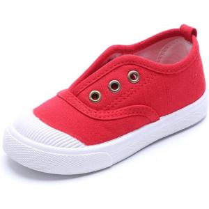 imageDADAWEN Boys Girls Canvas Light Weight SlipOn Sneakers Running ShoeRed