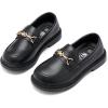 imageDADAWEN Girls Loafers Slip On Chain Leather Flats Round Toe Wedding Church School Uniform Dress Shoes ToddlerLittle KidBig KidBlack