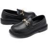 imageDADAWEN Girls Loafers Slip On Chain Leather Flats Round Toe Wedding Church School Uniform Dress Shoes ToddlerLittle KidBig KidBlack