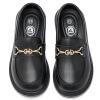 imageDADAWEN Girls Loafers Slip On Chain Leather Flats Round Toe Wedding Church School Uniform Dress Shoes ToddlerLittle KidBig KidBlack