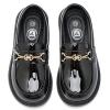 imageDADAWEN Girls Loafers Slip On Chain Leather Flats Round Toe Wedding Church School Uniform Dress Shoes ToddlerLittle KidBig KidPatent Black