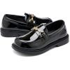 imageDADAWEN Girls Loafers Slip On Chain Leather Flats Round Toe Wedding Church School Uniform Dress Shoes ToddlerLittle KidBig KidPatent Black