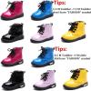 imageDADAWEN Boys Girls Glitter Ankle Boots Kids Lace Up Waterproof Combat Shoes With Side Zipper for ToddlerLittle KidBig KidBlack