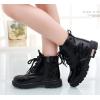 imageDADAWEN Boys Girls Glitter Ankle Boots Kids Lace Up Waterproof Combat Shoes With Side Zipper for ToddlerLittle KidBig KidBlack