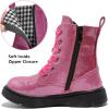 imageDADAWEN Boys Girls Glitter Ankle Boots Kids Lace Up Waterproof Combat Shoes With Side Zipper for ToddlerLittle KidBig KidHot Pink Glitter