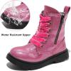 imageDADAWEN Boys Girls Glitter Ankle Boots Kids Lace Up Waterproof Combat Shoes With Side Zipper for ToddlerLittle KidBig KidHot Pink Glitter