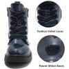 imageDADAWEN Boys Girls Glitter Ankle Boots Kids Lace Up Waterproof Combat Shoes With Side Zipper for ToddlerLittle KidBig KidNavy Glitter