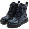imageDADAWEN Boys Girls Glitter Ankle Boots Kids Lace Up Waterproof Combat Shoes With Side Zipper for ToddlerLittle KidBig KidNavy Glitter