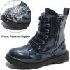 imageDADAWEN Boys Girls Glitter Ankle Boots Kids Lace Up Waterproof Combat Shoes With Side Zipper for ToddlerLittle KidBig KidNavy Glitter