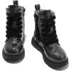 imageDADAWEN Boys Girls Glitter Ankle Boots Kids Lace Up Waterproof Combat Shoes With Side Zipper for ToddlerLittle KidBig KidBlack Glitter
