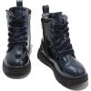 imageDADAWEN Boys Girls Glitter Ankle Boots Kids Lace Up Waterproof Combat Shoes With Side Zipper for ToddlerLittle KidBig KidNavy Glitter