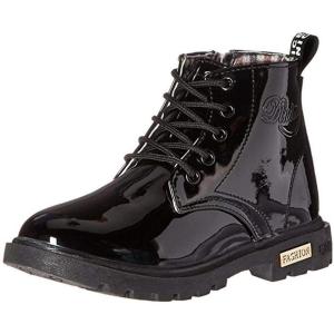 imageDADAWEN Boys Girls Glitter Ankle Boots Kids Lace Up Waterproof Combat Shoes With Side Zipper for ToddlerLittle KidBig KidBlack