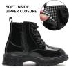 imageDADAWEN Boys Girls Glitter Ankle Boots Lace Up Waterproof Combat Shoes With Side Zipper for ToddlerLittle KidBig Kid01 Black
